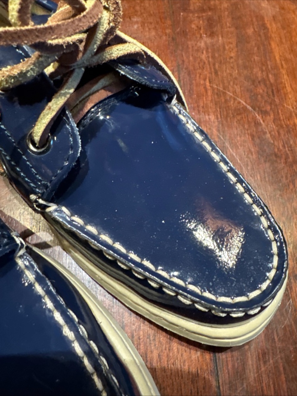 G.H Bass & Co Blue Patent Leather Loafers Womens Bass Marina 8 Boat Shoe - Picture 2 of 6